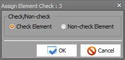 Assign Element Check : 3 대화상자, Check/Non-check 그룹에서 Check Element 선택, Non-check Element, OK·Cancel 버튼