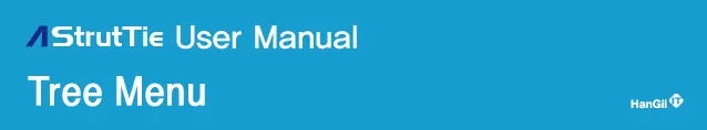 Blue section banner reading "AStrutTie User Manual" with the chapter title "Tree Menu" and the HanGil logo.